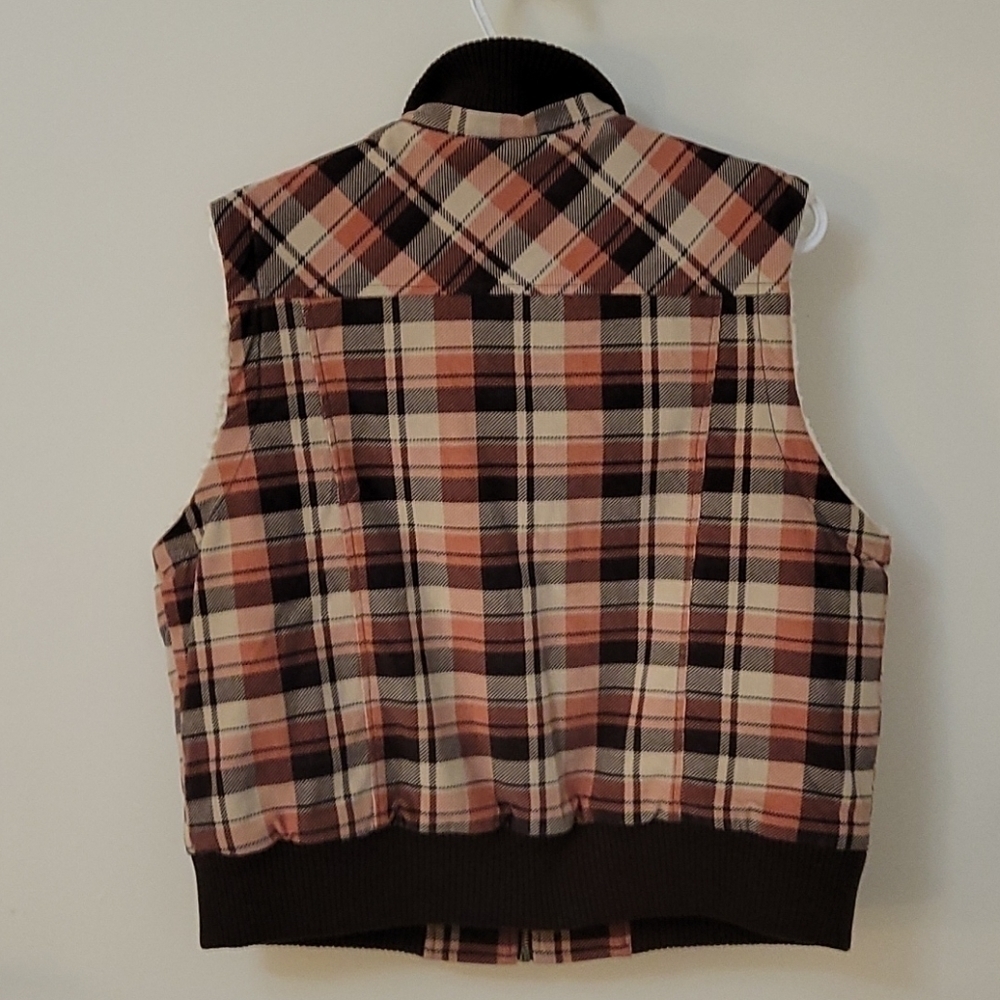 DOLLHOUSE Barbie Plaid Flannel Quilted Corduroy Zipper Gilet Vest - Picture 3 of 7